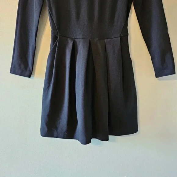 Aritzia Talula Tartine Pleated Fit and Flare Long Sleeve Black Mini Dress Size 4 - Picture 7 of 14
